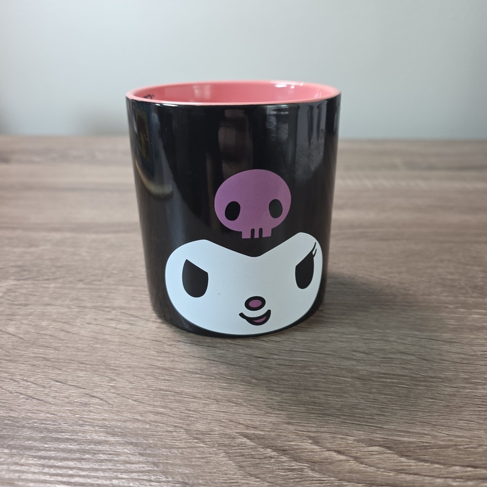 Sanrio Kuromi Black Pink Ceramic Coffee Mug Bioworld 2023 Character Face Cup